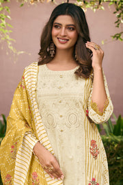 Beige Hand Block Print Cotton Suit Set